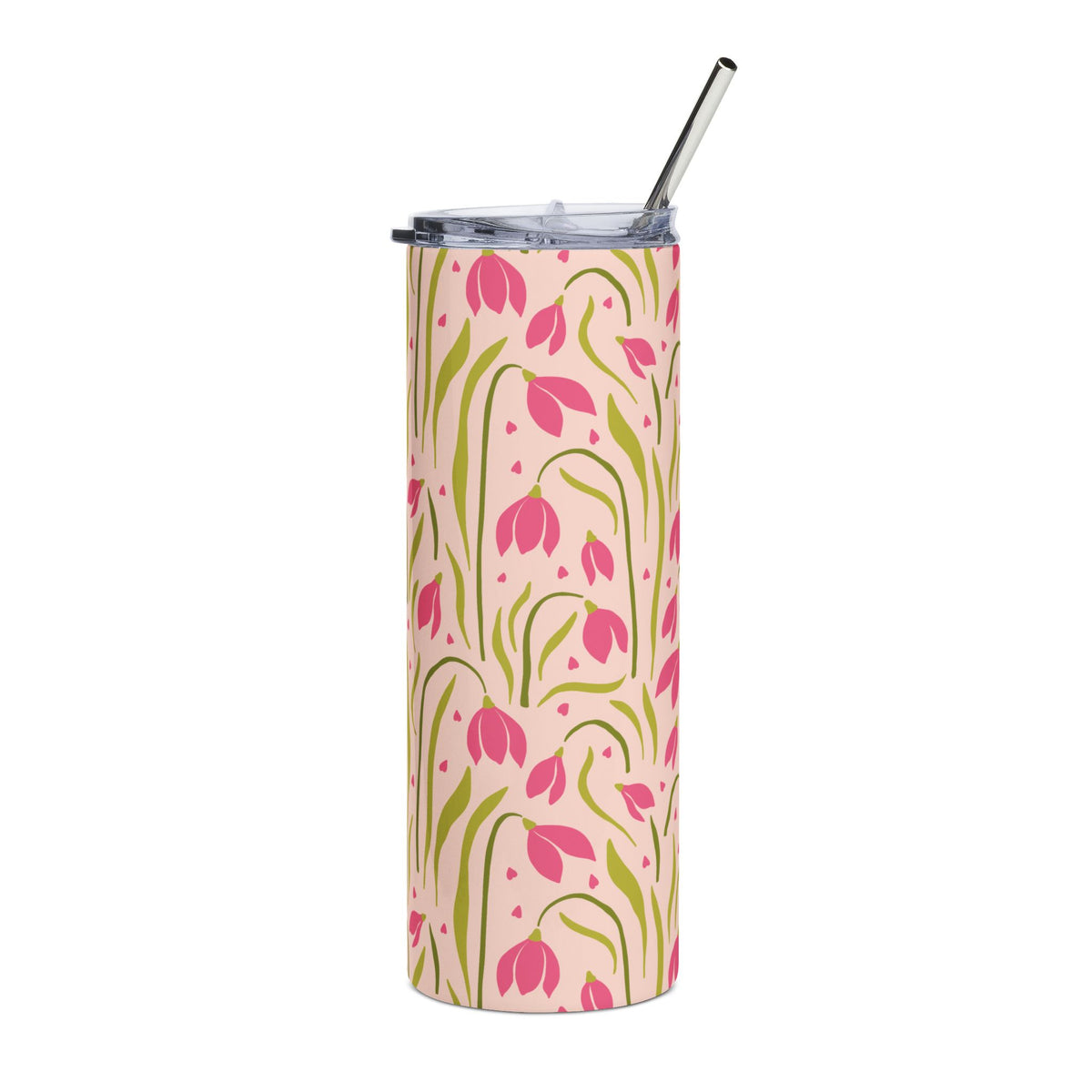 Ditsy Spring Floral Pink Tulip 20oz Floral Stainless Tumbler Insulated Travel Cup - Sydney So Sweet