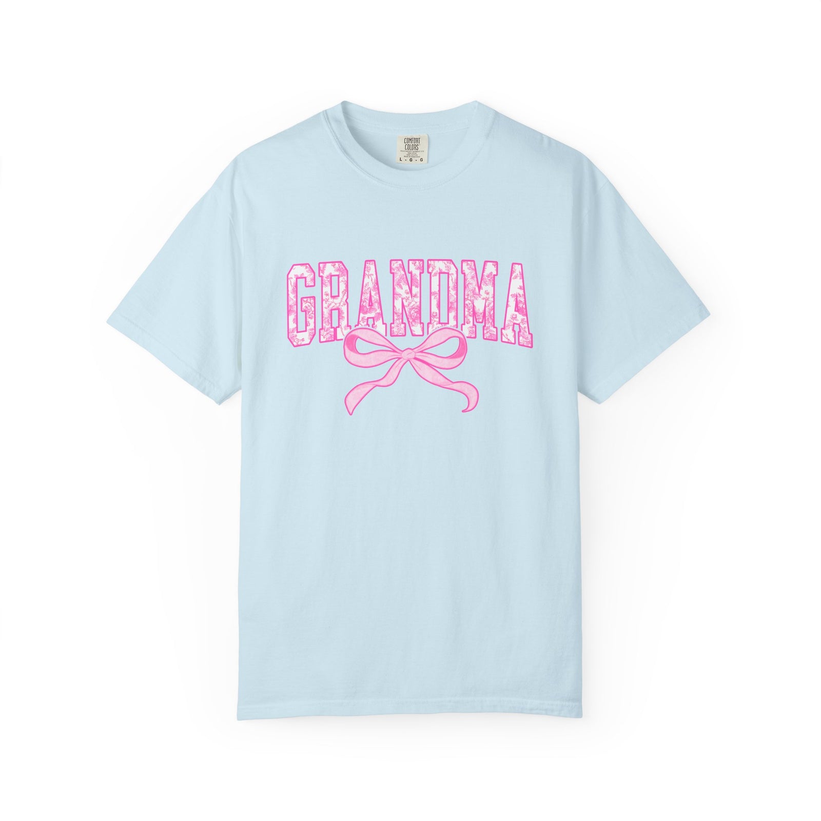 Grandma Coquette Pink Toile Bow T-Shirt Cute Grandmother Graphic Tee