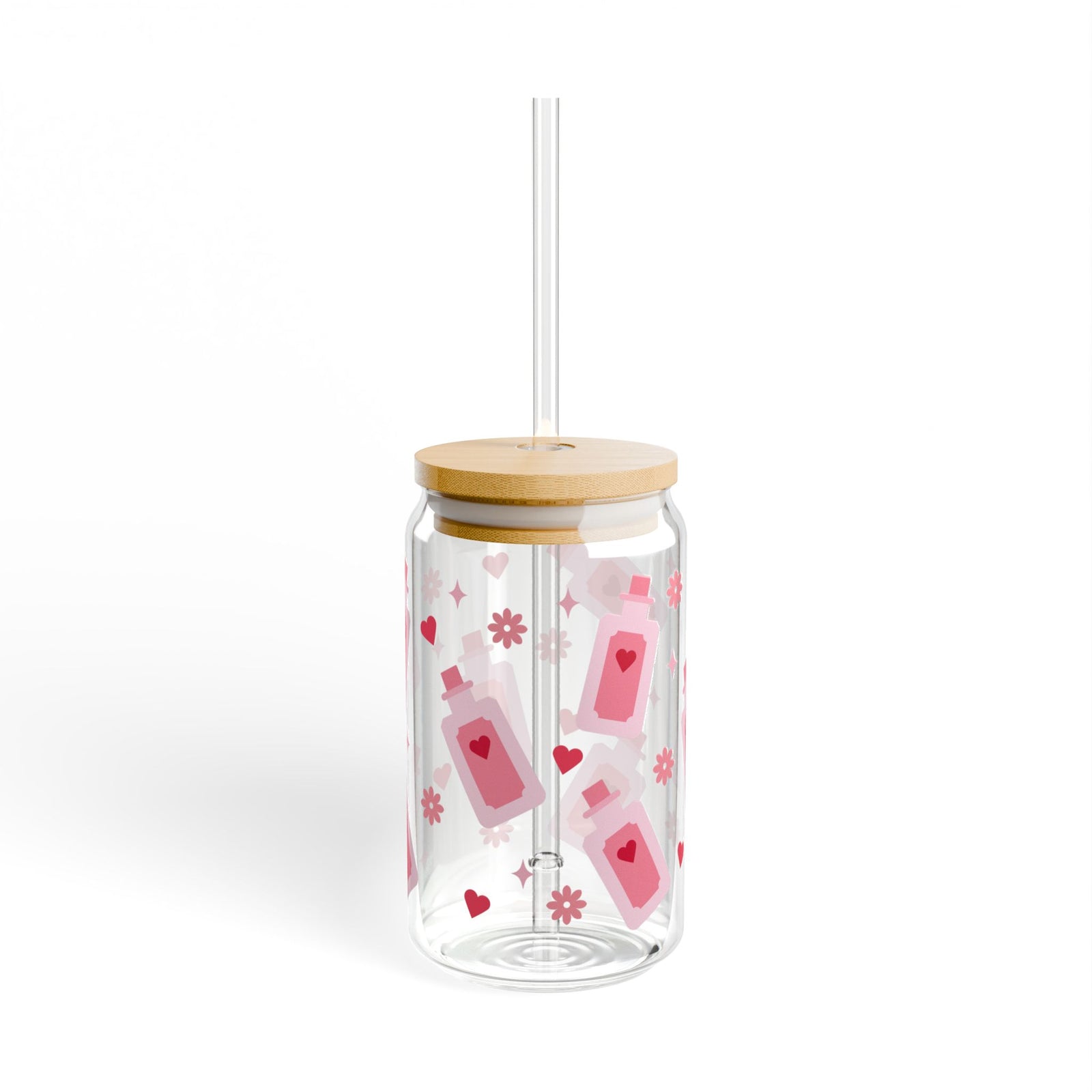 Love Potion Valentine Tumbler Sipper Glass 16oz — Reusable Drink Jar with Lid & Straw - Sydney So Sweet