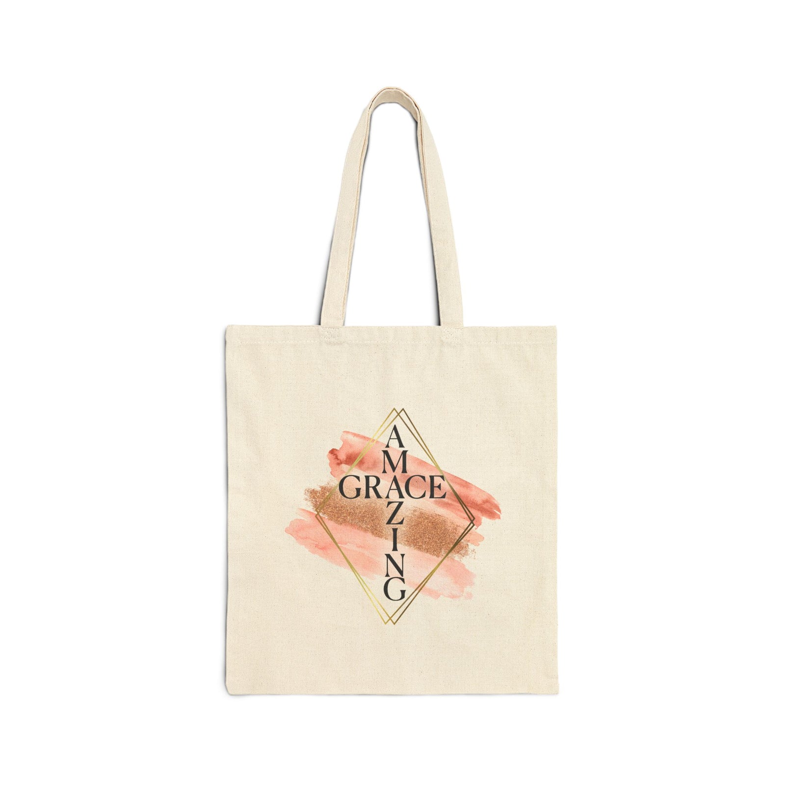Amazing Grace Watercolor Christian Religious Cotton Canvas Tote Bag