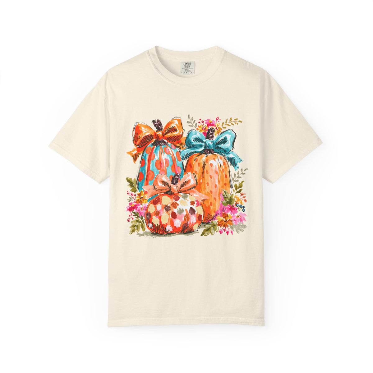 Floral Preppy Coquette Fall Pumpkin T-Shirt Cute Watercolor Graphic Tee