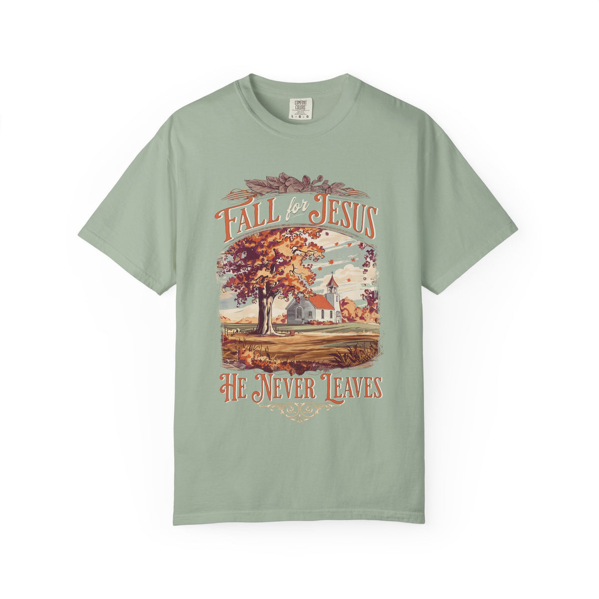 Fall For Jesus He Never Leaves Fall T-Shirt Vintage Church Christian Graphic Tee