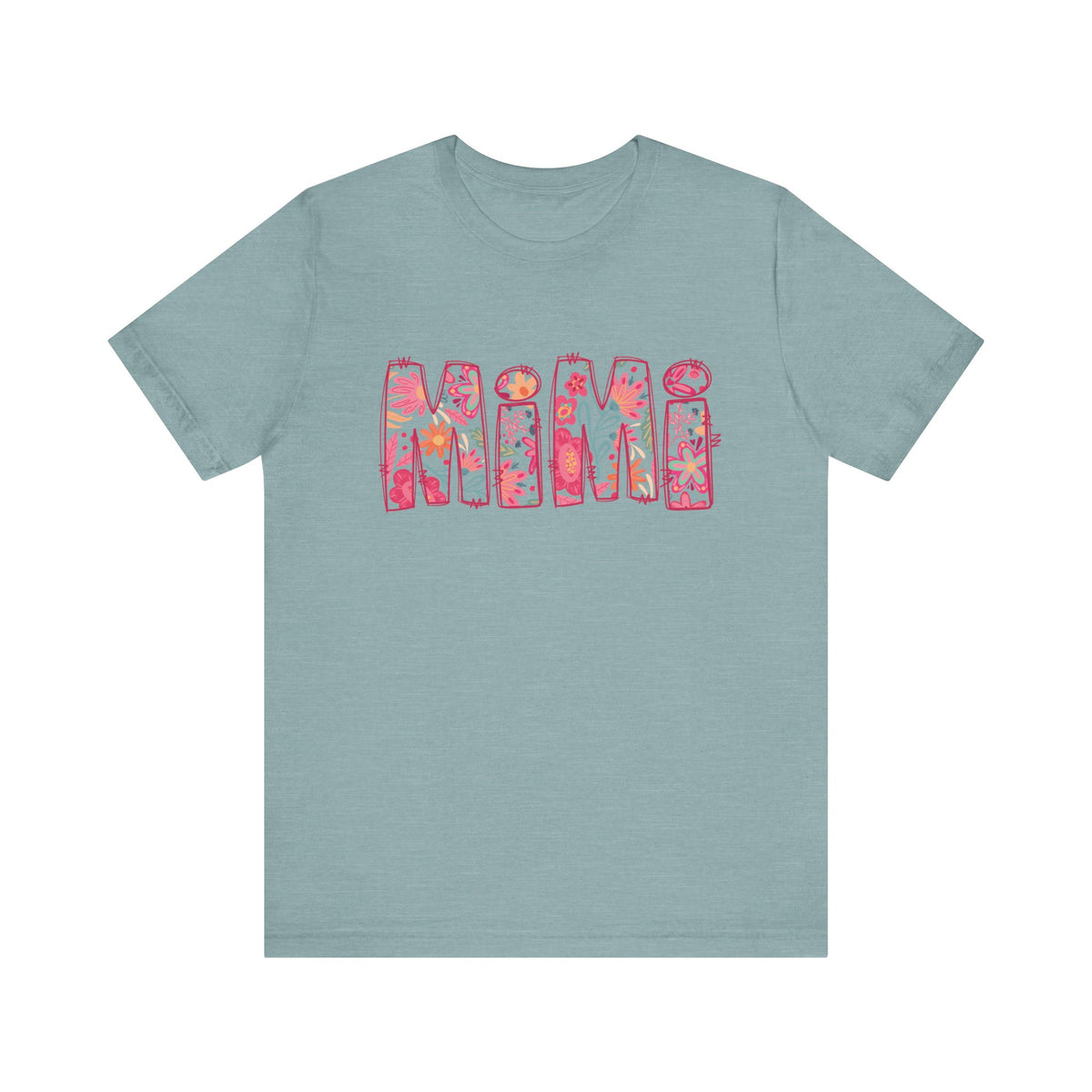 Mimi Boho Pink Floral Graphic T‑Shirt Flower Pattern Grandmother Tee