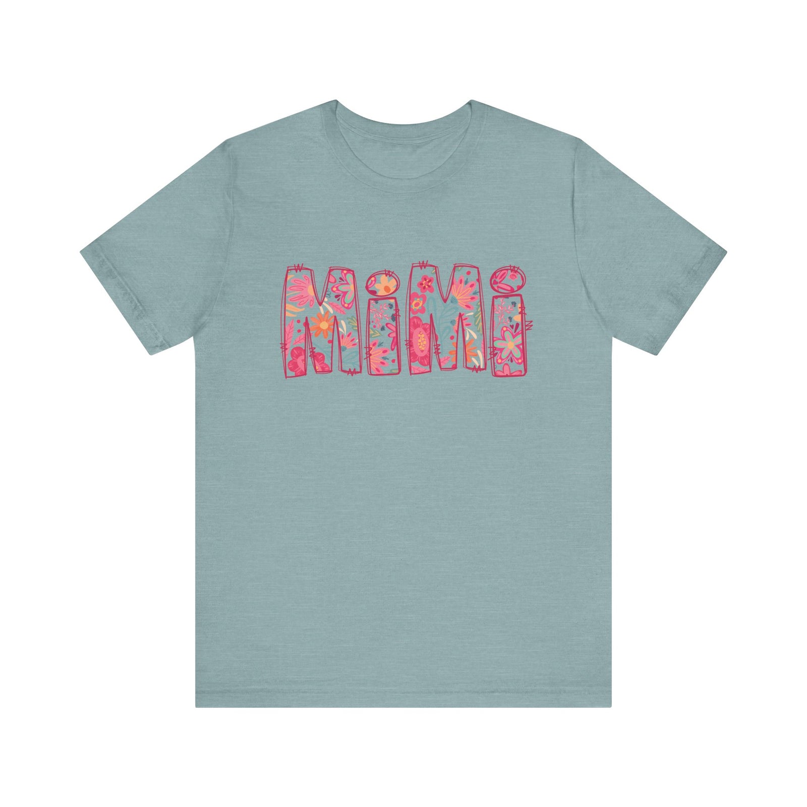 Mimi Boho Pink Floral Graphic T‑Shirt Flower Pattern Grandmother Tee