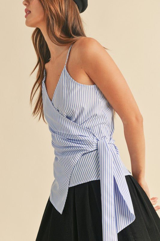 Aemi + Co Side Knotted Surplice Striped Cami - Sydney So Sweet