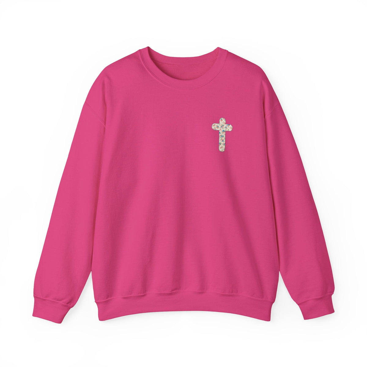 Women's Christian faith pullover with floral cross graphic