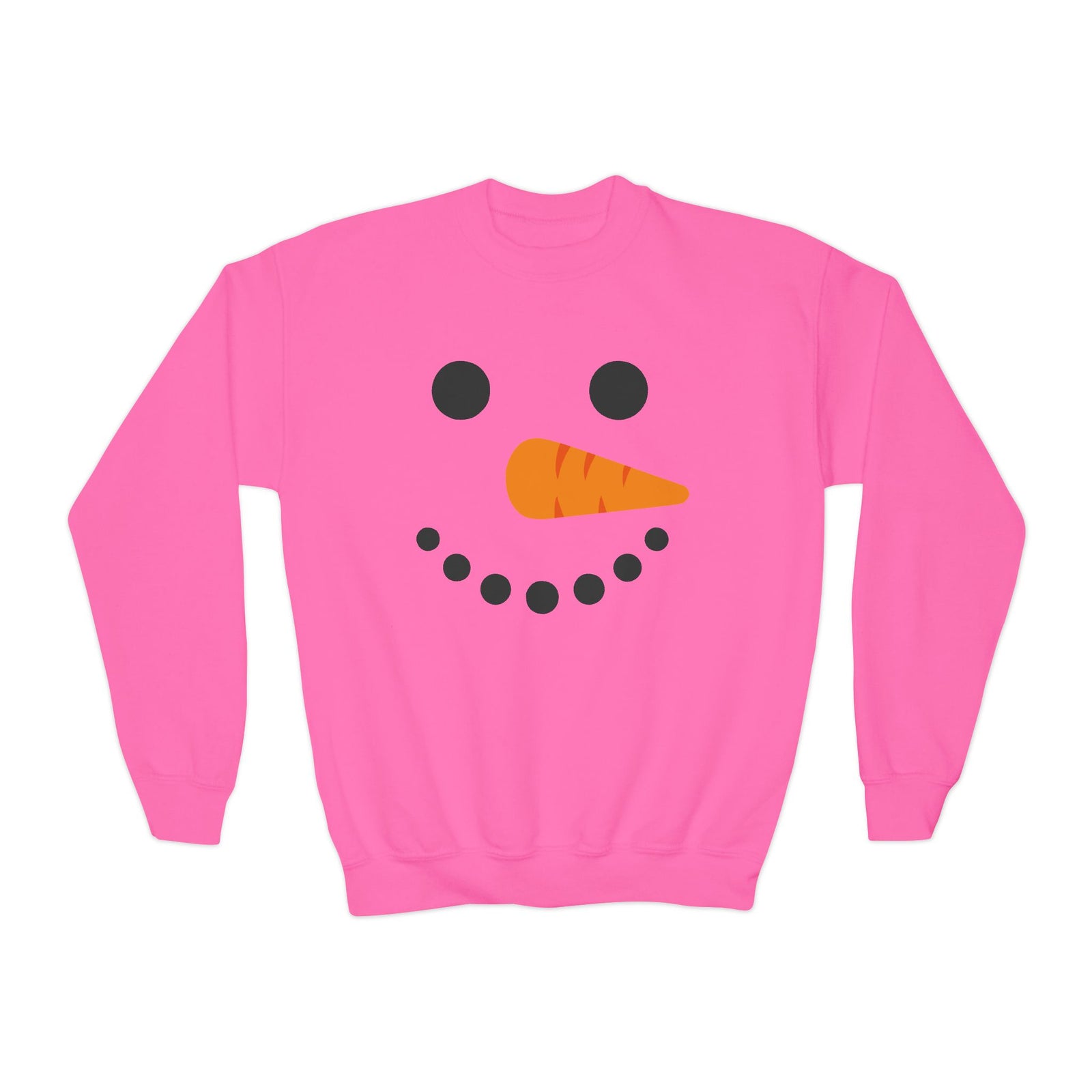 Cheerful Snowman Face Winter Crewneck Unisex Youth Sweatshirt