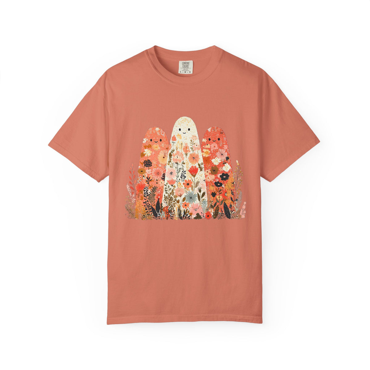 Floral Ghosts T-Shirt Cute Autumn Floral Ghosts Graphic Tee