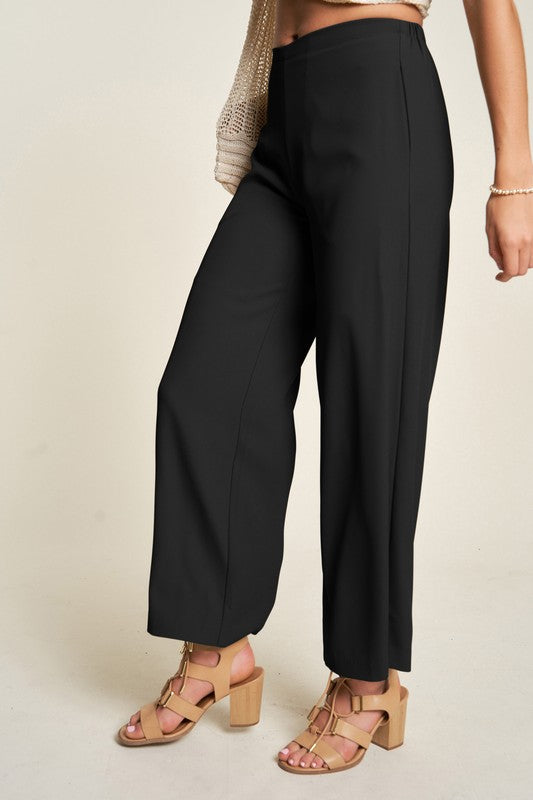 Davi & Dani Wide Leg Mid-Rise Pants - Sydney So Sweet