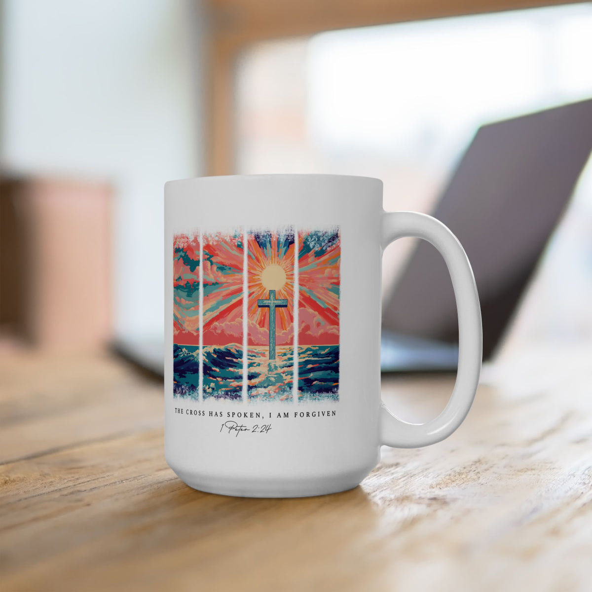 The Cross Has Spoken I am Forgiven Christian Ceramic Mug Coffee Cup (11oz & 15oz)