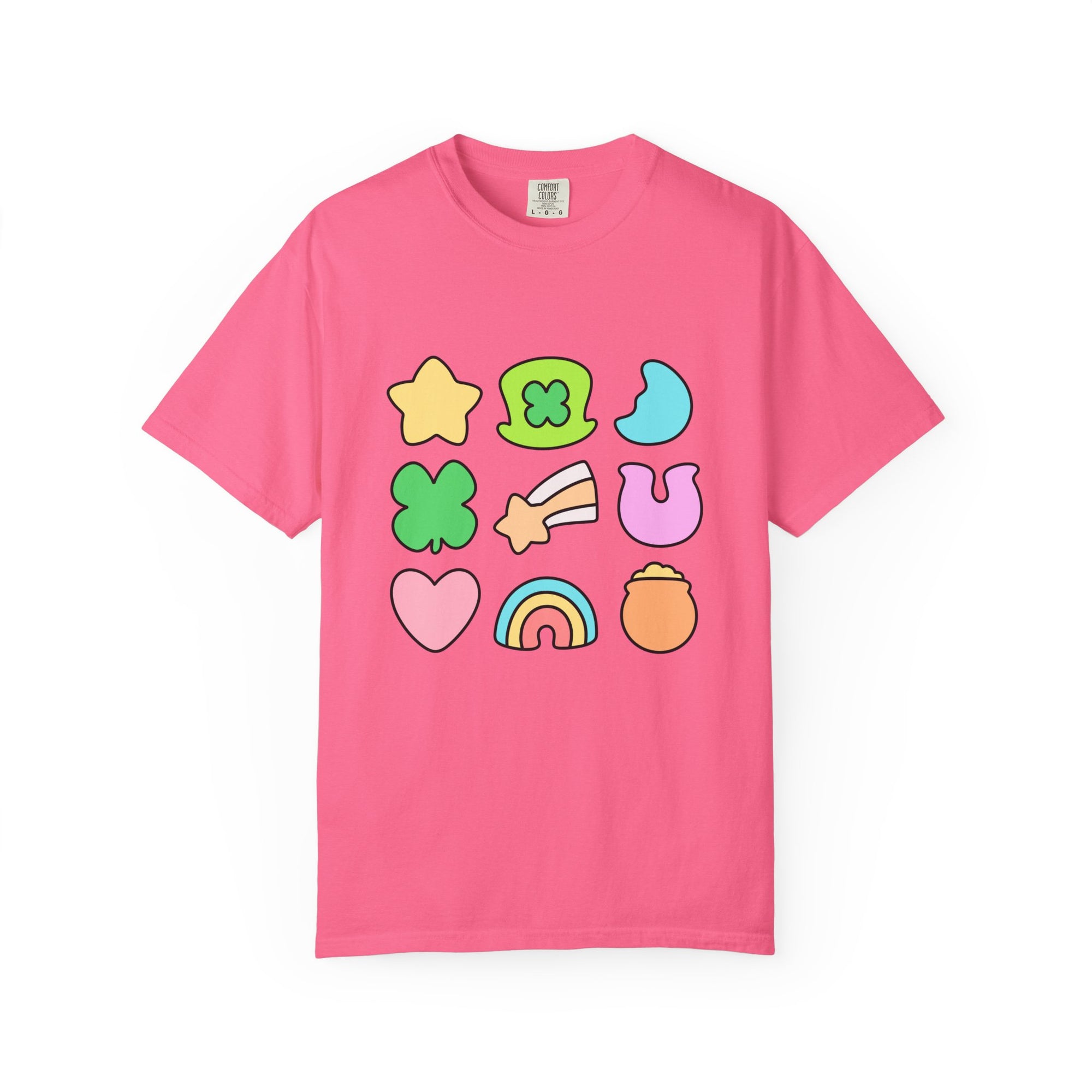 Lucky Charm Icons Graphic T-Shirt Pastel St. Patrick's Day Unisex Shor