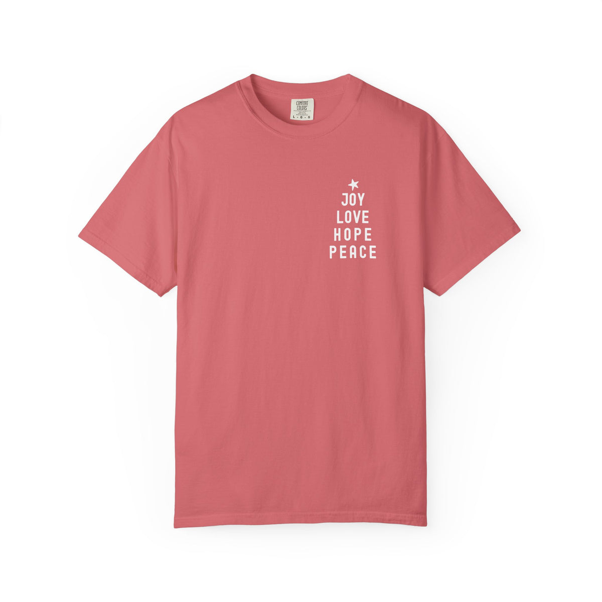 Joy Love Hope Peace Festive Christmas Tree Holiday T-Shirt Unisex Garment-Dyed Tee - Sydney So Sweet