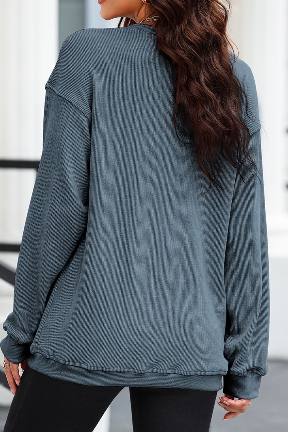 Glitter Ghost Round Neck Long Sleeve Sweatshirt - Sydney So Sweet