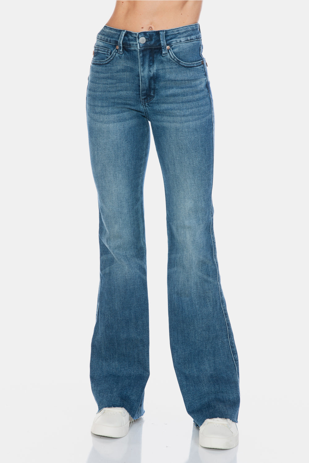 Judy Blue Full Size Tummy Control Cut Hem Flare Jeans - Sydney So Sweet