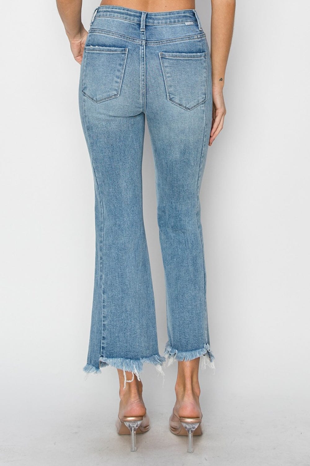 RISEN Full Size High Rise Frayed Hem Flare Jeans - Sydney So Sweet