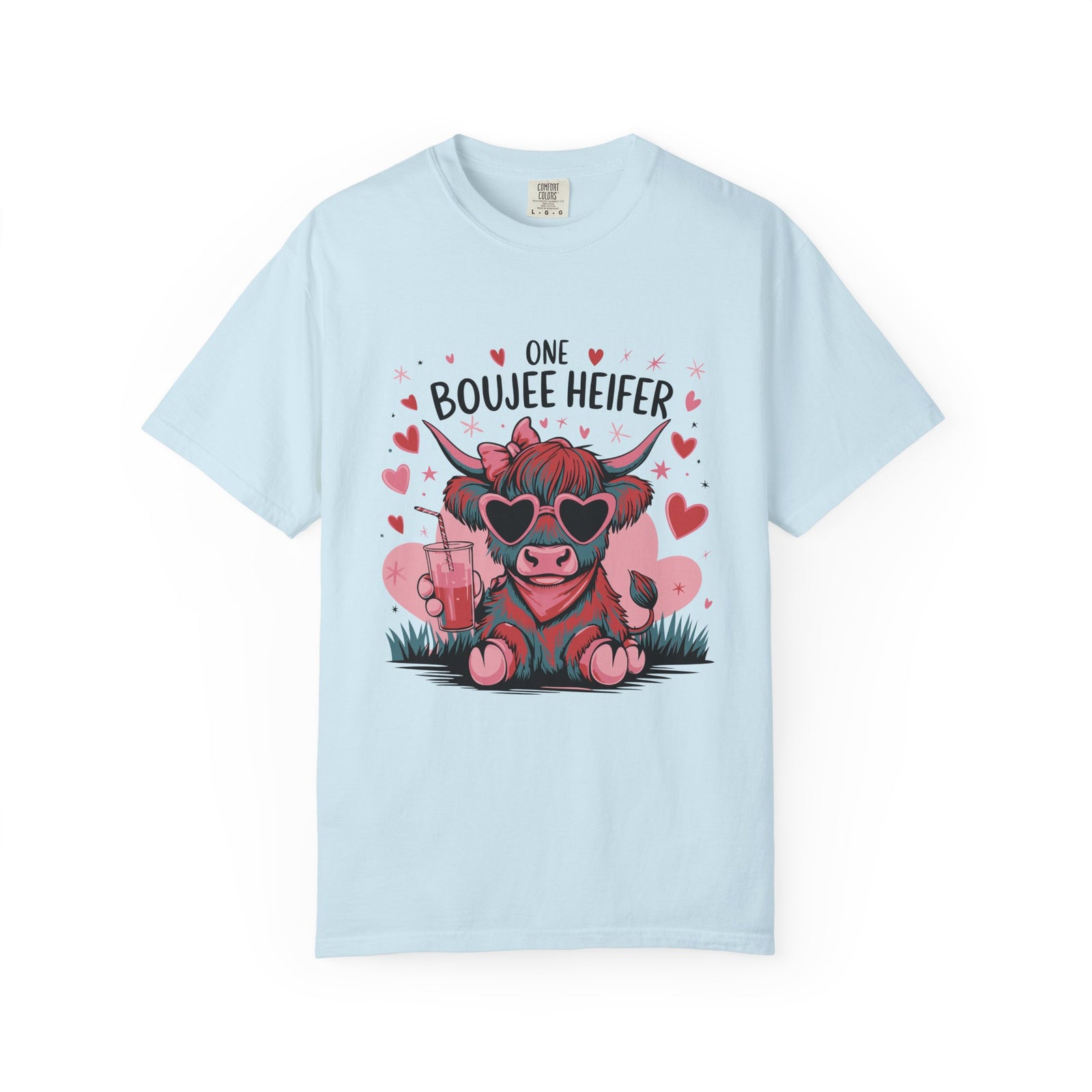 One Boujee Heifer Cute Cow Valentine's Day Graphic T-Shirt Short Sleeve Tee - Sydney So Sweet