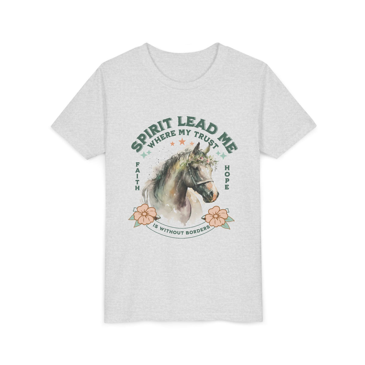 Spirit Lead Me Kids T-Shirt Floral Horse Christian Graphic Tee