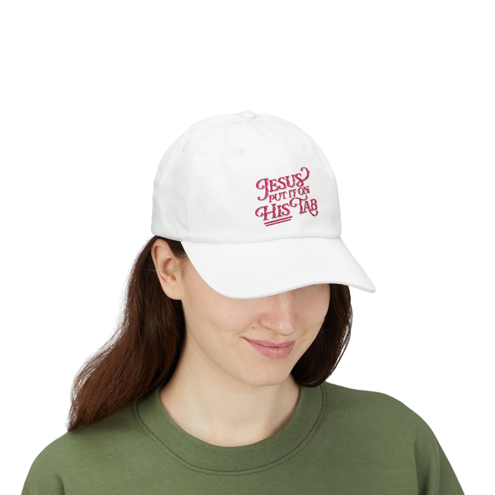Jesus Put It On His Tab Pink Embroidered Christian Dad Cap Baseball Hat
