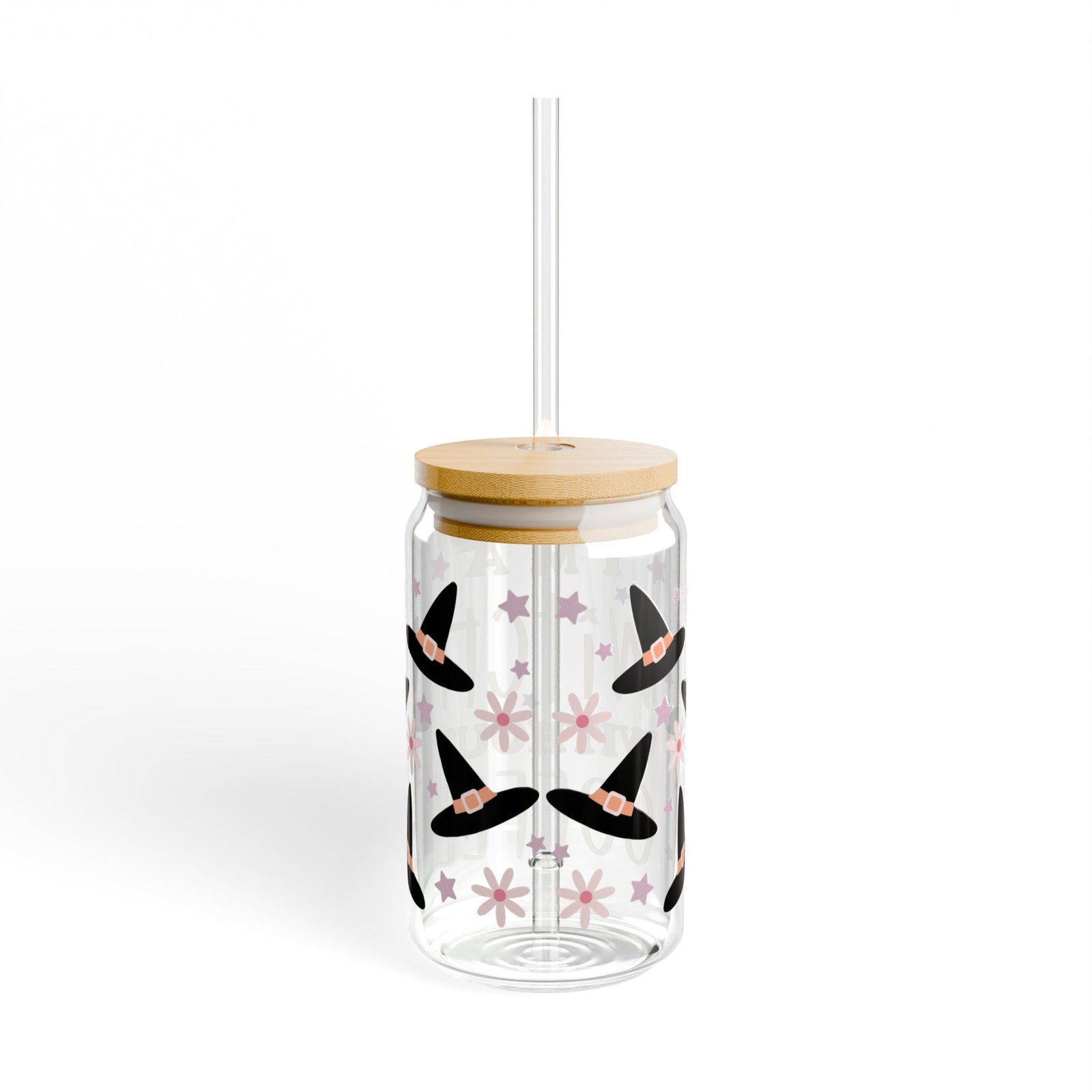I'm a Witch Without Coffee Halloween Sipper Glass 16oz Reusable Drink Jar with Lid & Straw