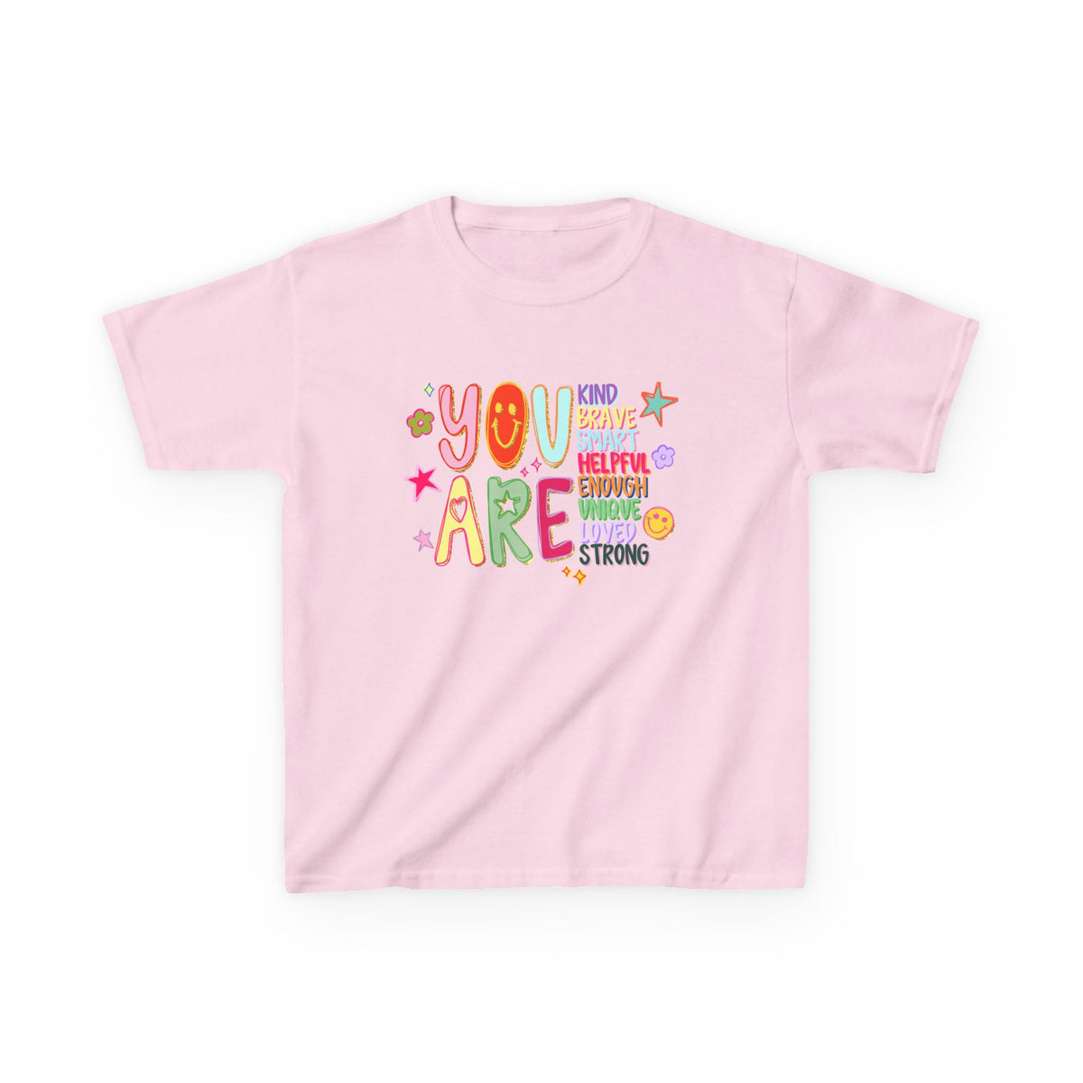 You are Enough Colorful Kids T-Shirt Youth Inspirational Graphic Tee