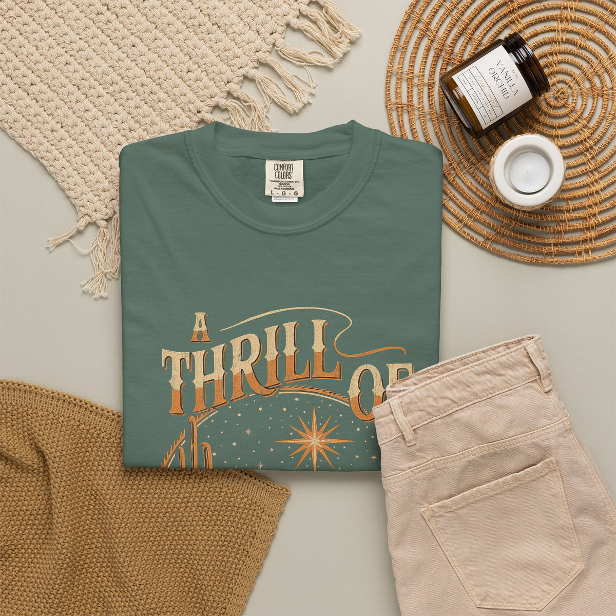 A Thrill of Hope Christmas Eve Distressed T-Shirt Christian Graphic Tee