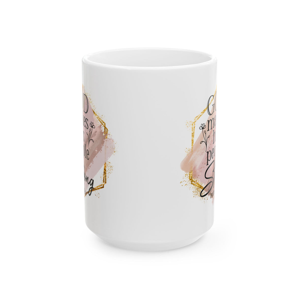 God Makes His People Strong Psalm 29:11 Christian Mug — Pink Watercolor Coffee Cup (11oz, 15oz) - Sydney So Sweet