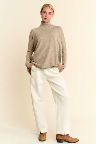 Davi & Dani Turtleneck Long Sleeve Knit Top - Sydney So Sweet