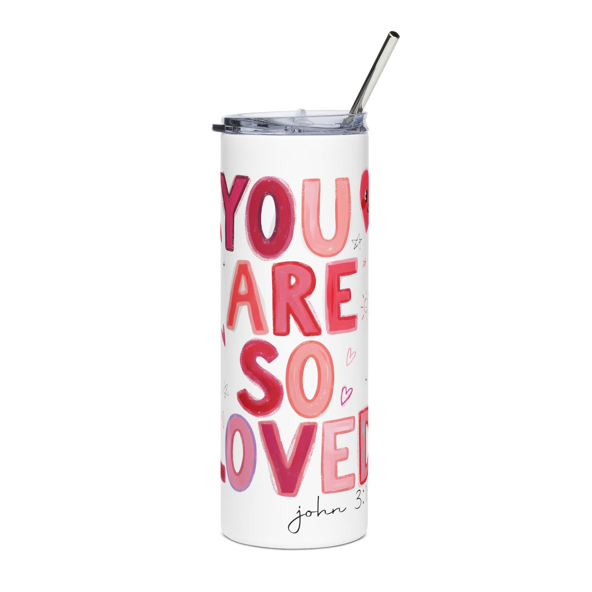 You Are So Loved John 3:16 20oz Stainless Tumbler Insulated Inspirational Travel Cup - Sydney So Sweet