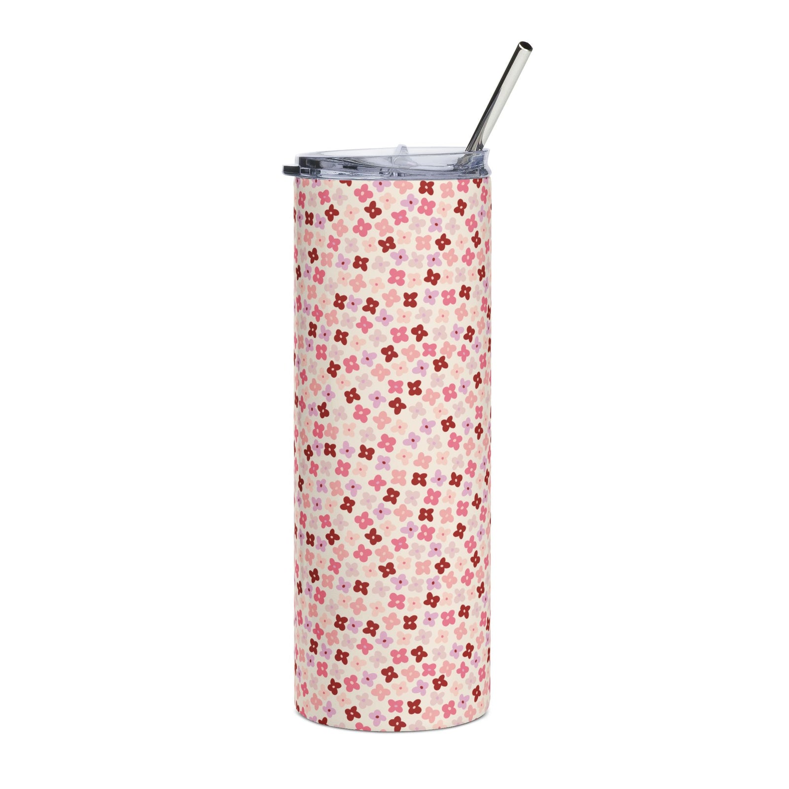 Pink Floral Mosaic 20oz Stainless Steel Tumbler Insulated Travel Cup