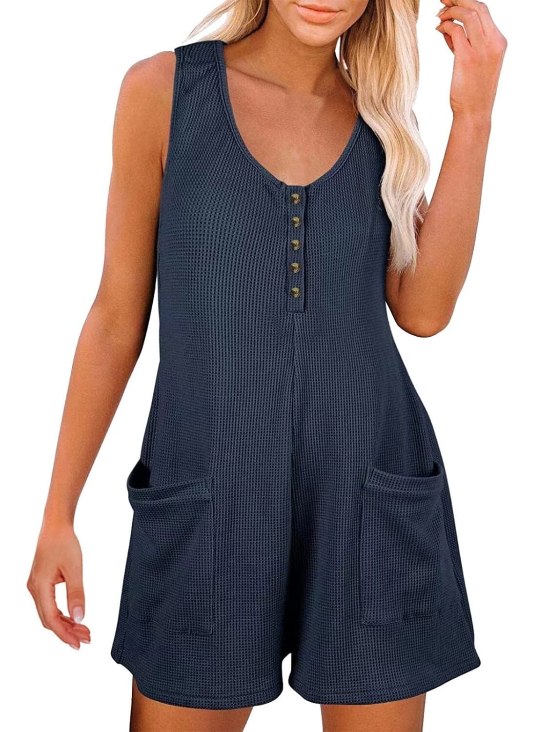 Full Size Pocketed Scoop Neck Sleeveless Romper - Sydney So Sweet