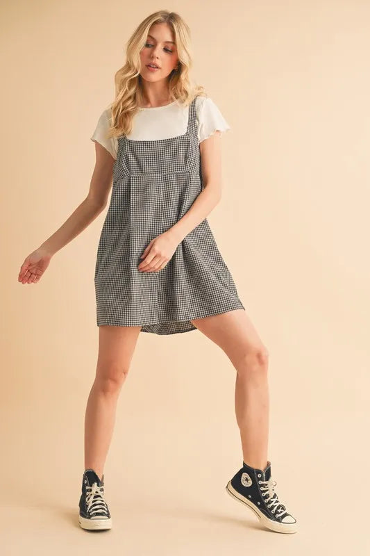 Aemi+Co Plaid Square Neck Romper - Sydney So Sweet