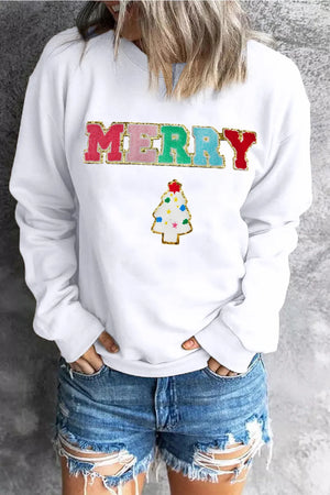 MERRY Round Neck Long Sleeve Sweatshirt - Sydney So Sweet