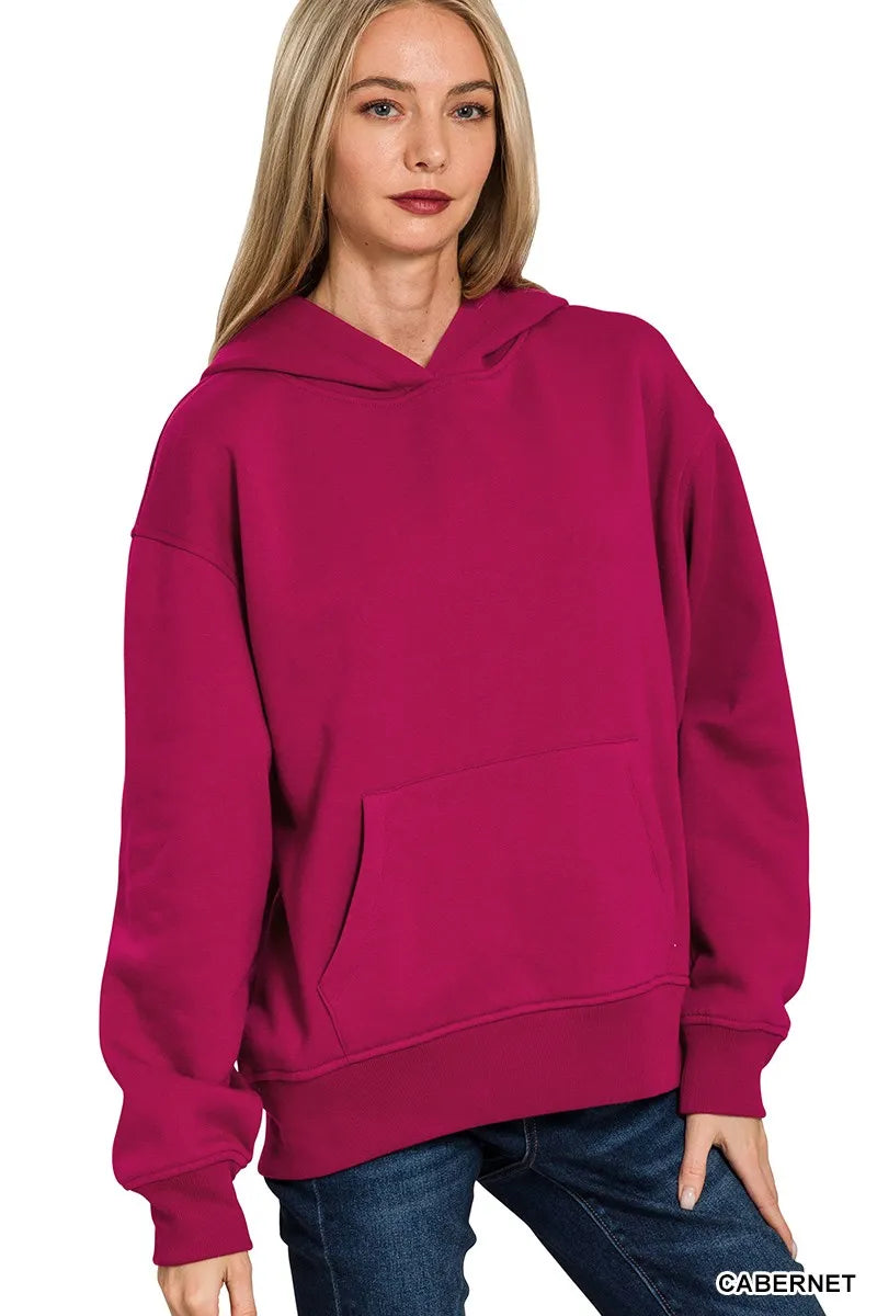 Zenana Fleece Kangaroo Pocket Hoodie - Sydney So Sweet