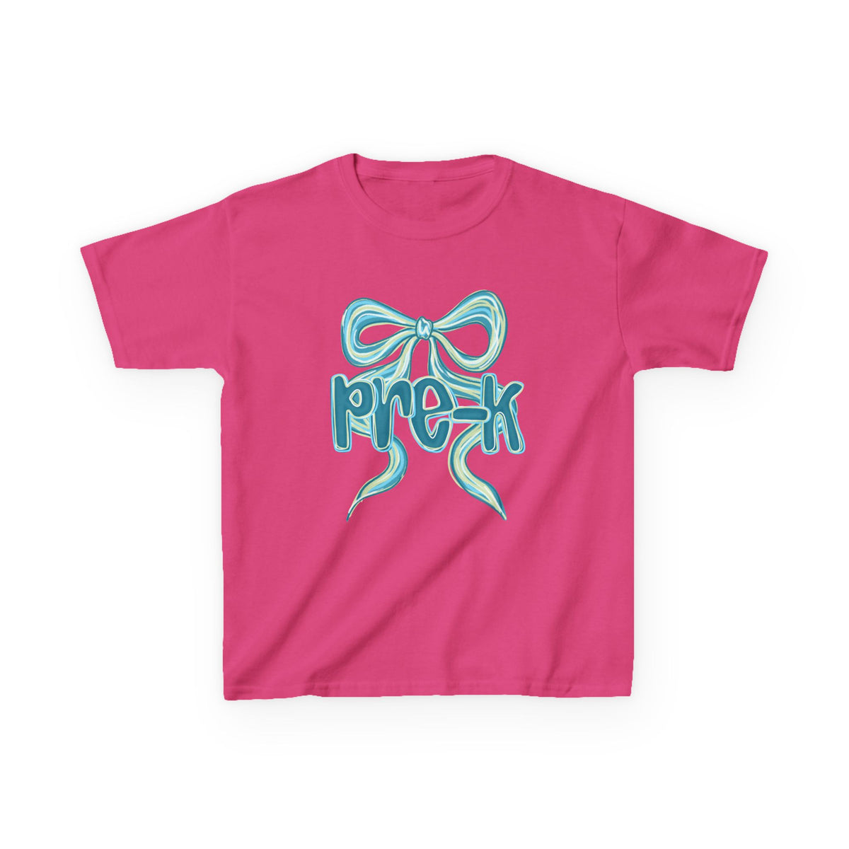 Pre-K Kids Tee Cute Blue Coquette Bow Back to School Preschool T-Shirt