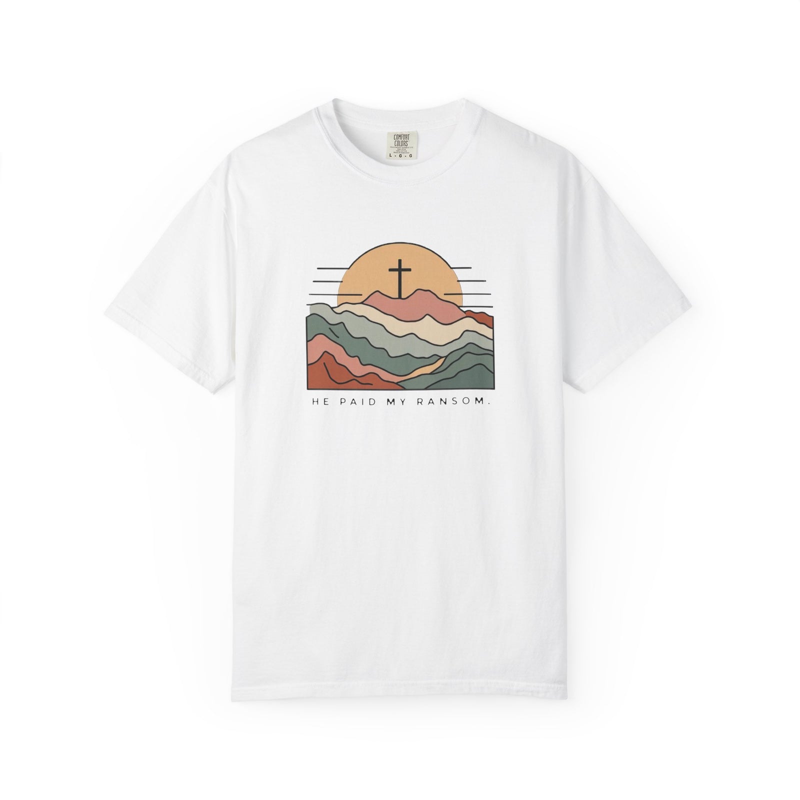 He Paid My Ransom Christian Mountain Cross Graphic T-Shirt Unisex Tee