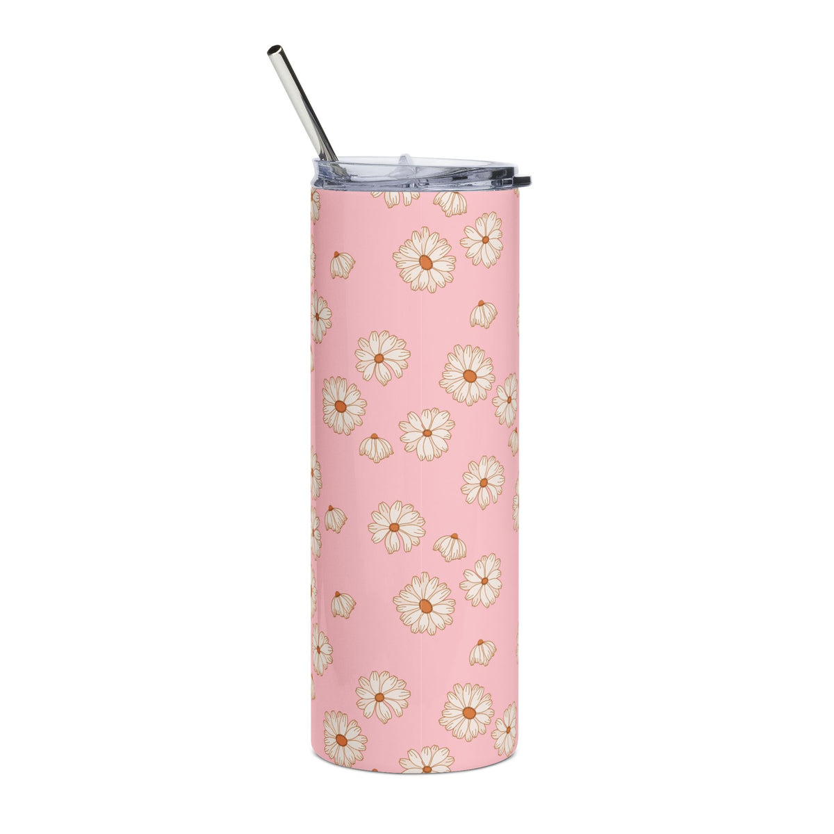 Vintage Pink Daisy 20oz  Stainless Steel Tumbler Travel Cup Water Bottle
