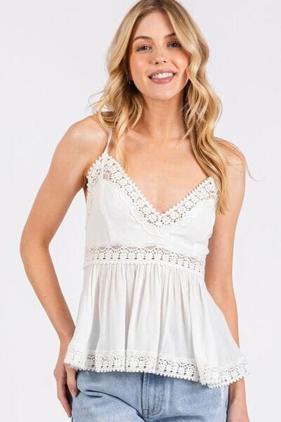 Mittoshop Crisscross Back Lace Detail V-Neck Cami - Sydney So Sweet