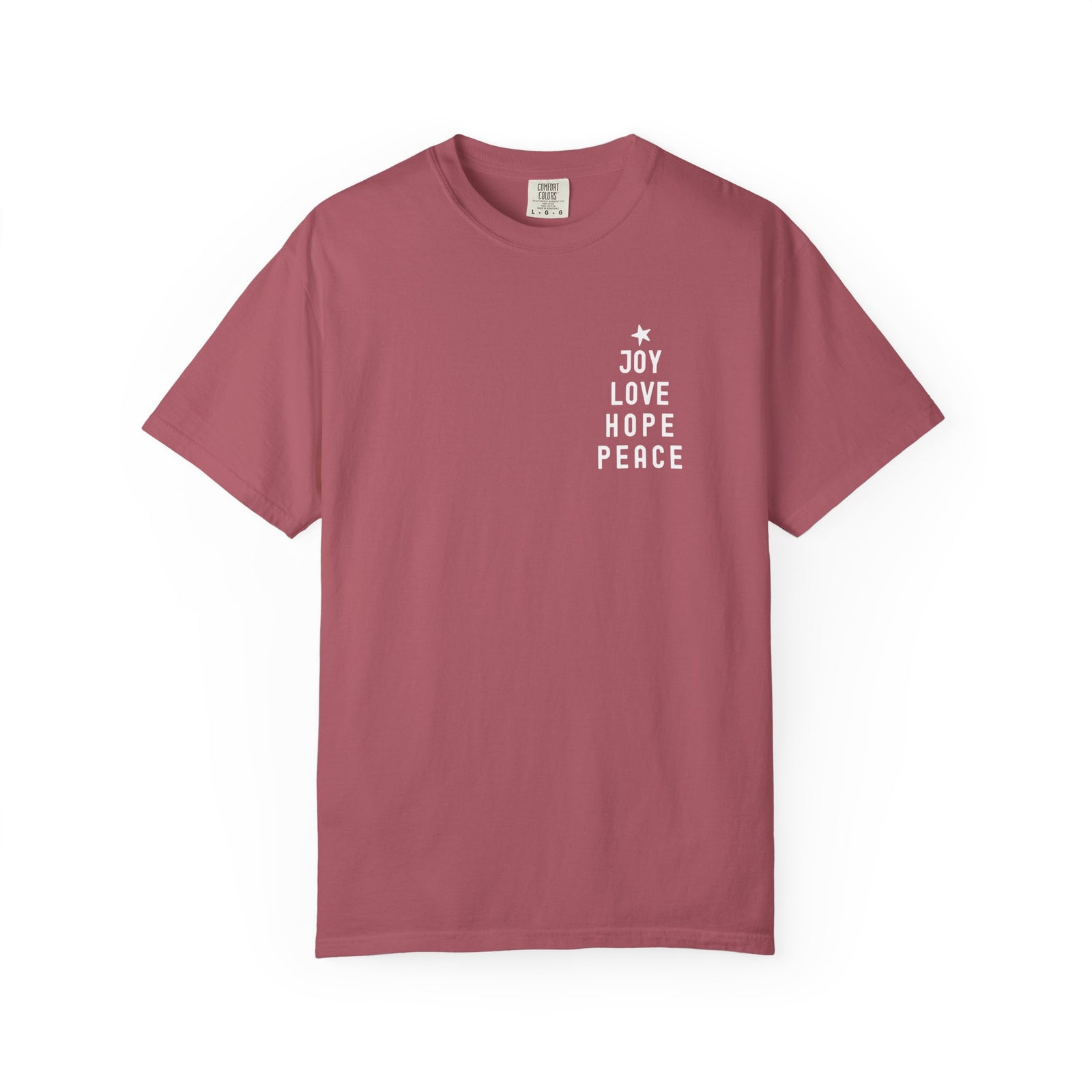 Joy Love Hope Peace Festive Christmas Tree Holiday T-Shirt Unisex Garment-Dyed Tee - Sydney So Sweet
