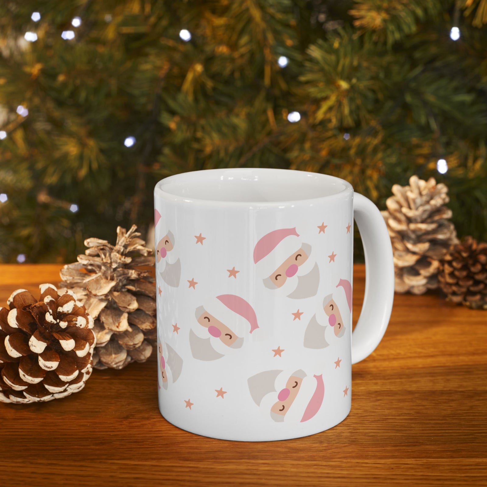 Pink Santa Claus Christmas Ceramic Mug Coffee Cup (11oz & 15oz)