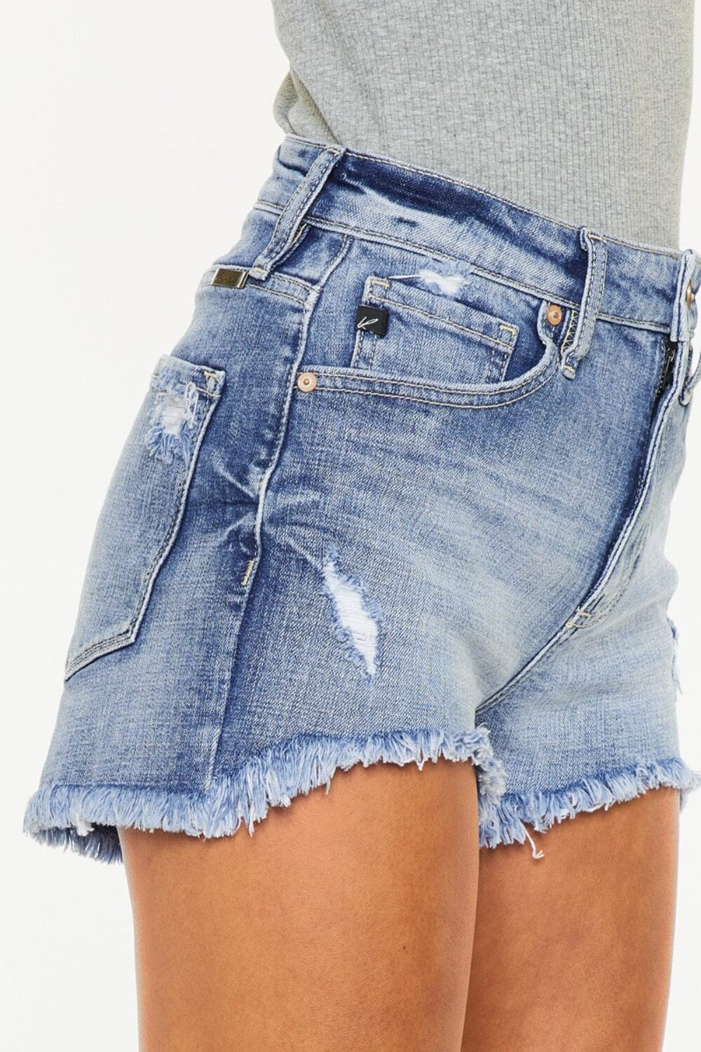 Kancan Distressed Raw Hem Denim Shorts - Sydney So Sweet