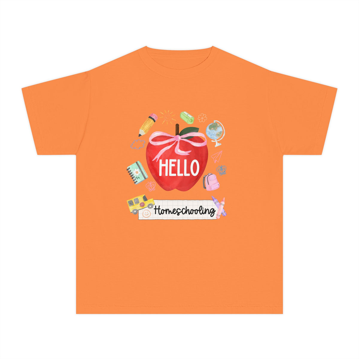 Hello Homeschooling Preppy Coquette Apple Graphic Tee Back to School Homeschool Grade T-Shirt