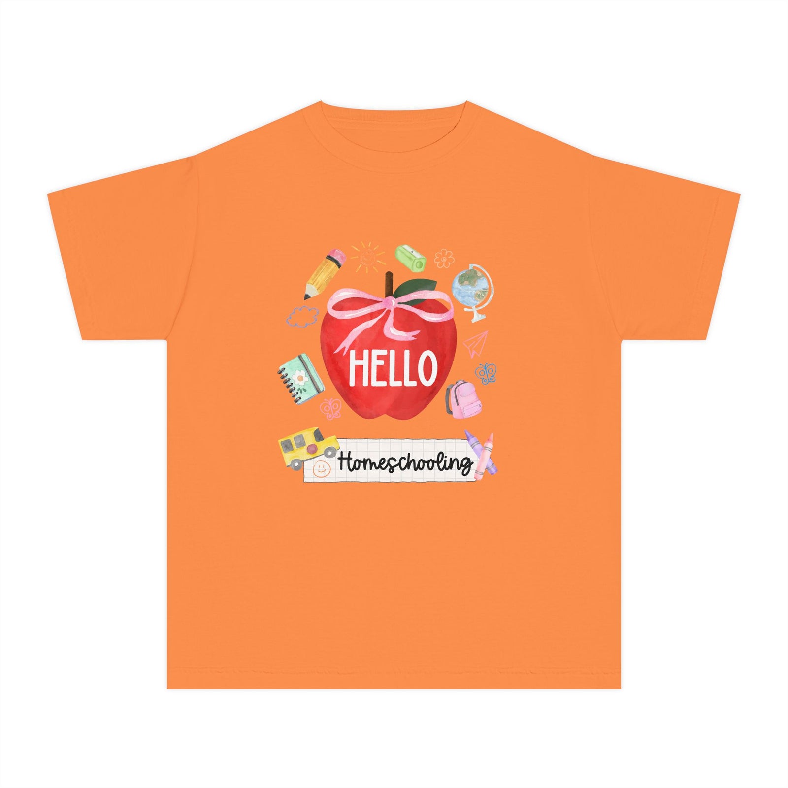 Hello Homeschooling Preppy Coquette Apple Graphic Tee Back to School Homeschool Grade T-Shirt