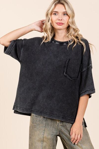 Mittoshop Mineral Wash Waffle Knit Short Sleeve Top - Sydney So Sweet
