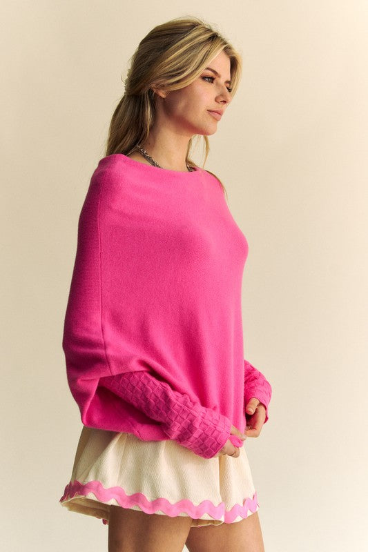 Davi & Dani Solid Color Batwing Sleeve Sweater - Sydney So Sweet