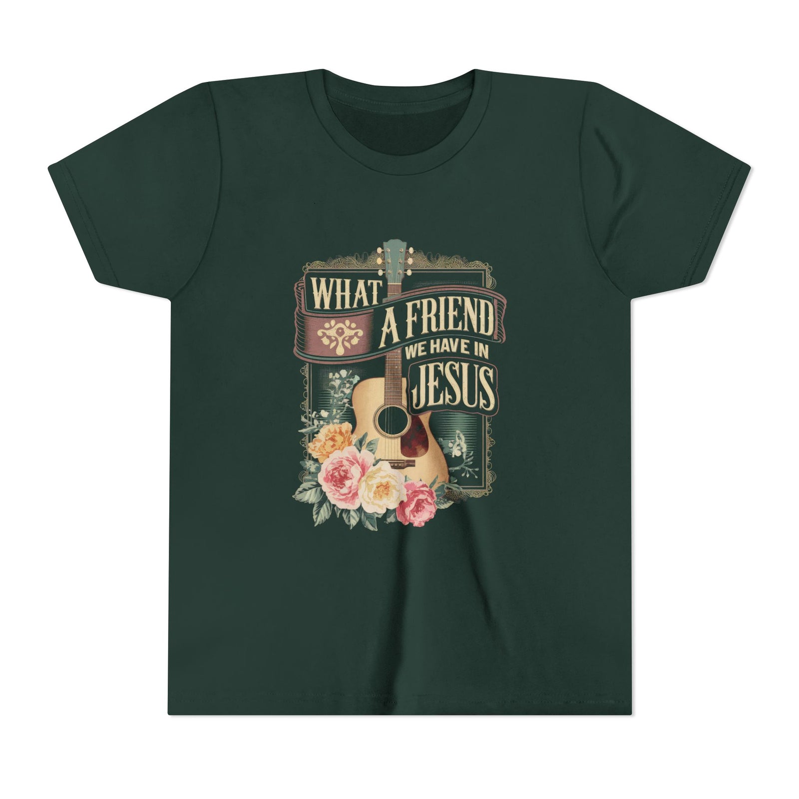 What a Friend We Have in Jesus Kids T-Shirt Christian Praise Guitar Graphic Tee