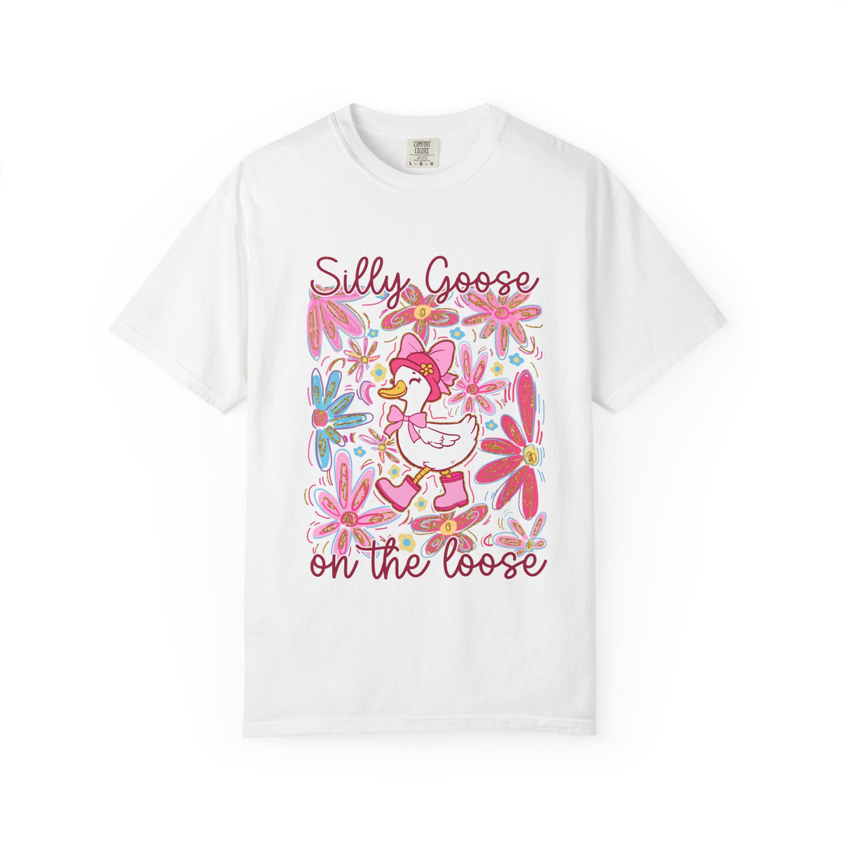 Silly Goose on the Loose Graphic T-Shirt Cute Floral Tee