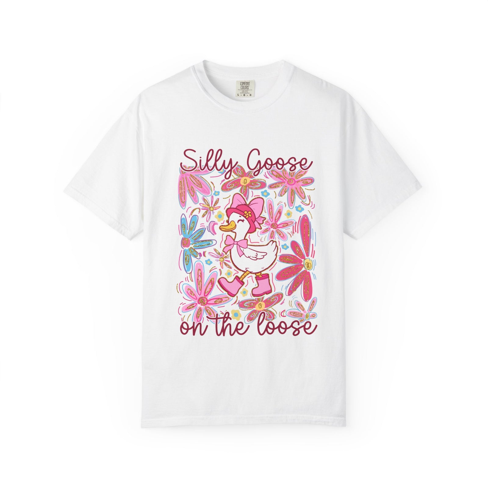 Silly Goose on the Loose Graphic T-Shirt Cute Floral Tee