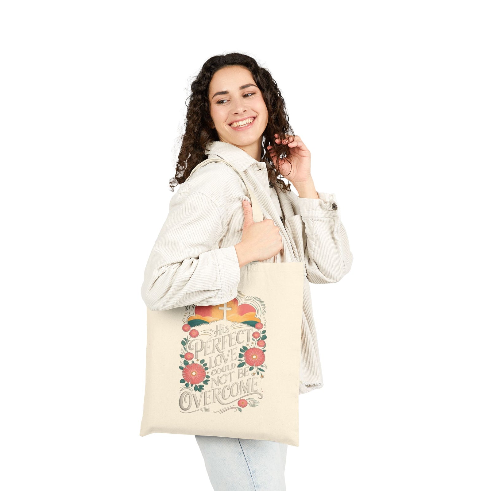 His Perfect Love Could Not be Overcome Christian Cotton Canvas Tote Bag
