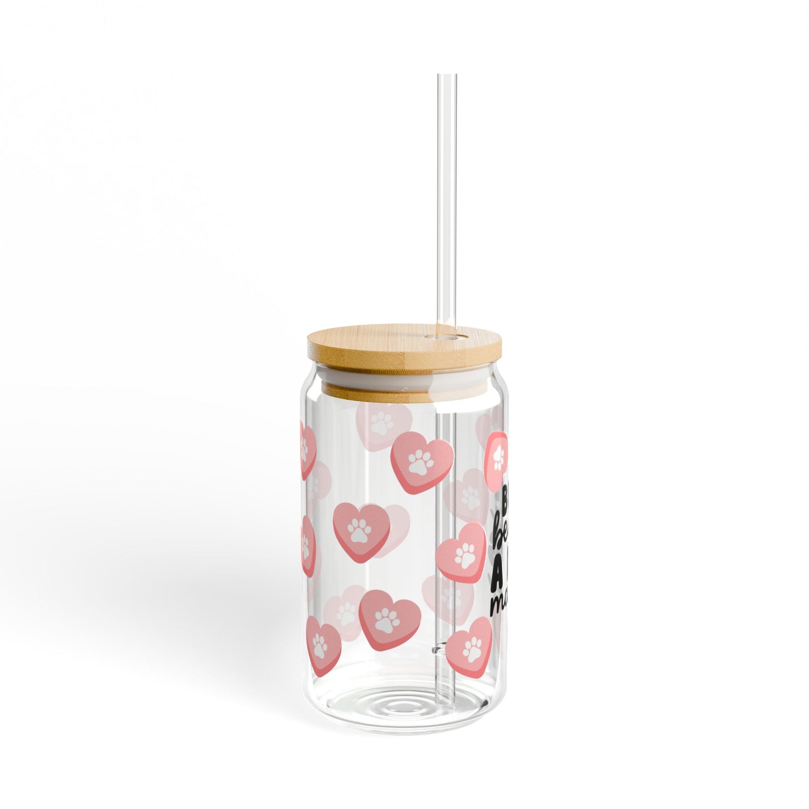 Busy Being a Dog Mama Tumbler Sipper Glass 16oz — Reusable Drink Jar with Lid & Straw - Sydney So Sweet
