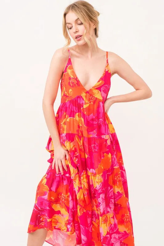 And The Why Floral Tiered Maxi Cami Dress with Pockets - Sydney So Sweet